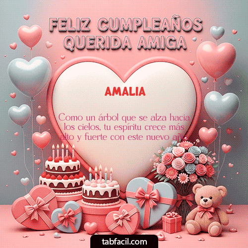 GIF Animado de Feliz Cumpleaños para Amalia - Feliz Cumpleaños Querida Amiga!!