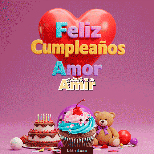 GIF Animado de Feliz Cumpleaños para Amir - 💞 Feliz Cumpleaños Amor