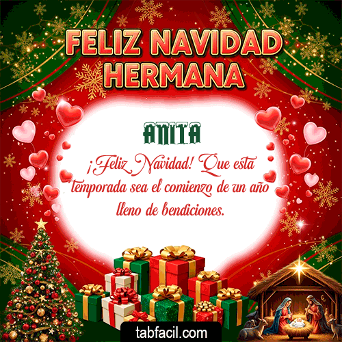 GIF Animado de Feliz Navidad para Anita - Feliz Navidad Hermana