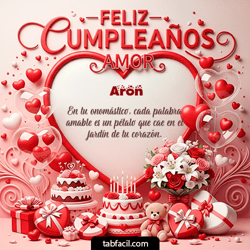 GIF Animado de Feliz Cumpleaños para Aron - Feliz Cumpleaños Amor