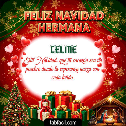 GIF Animado de Feliz Navidad para Celine - Feliz Navidad Hermana