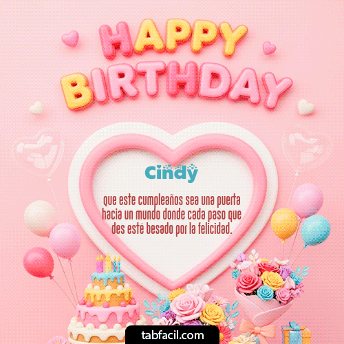 GIF Animado de Feliz Cumpleaños para Cindy - Happy Birthday Amiga