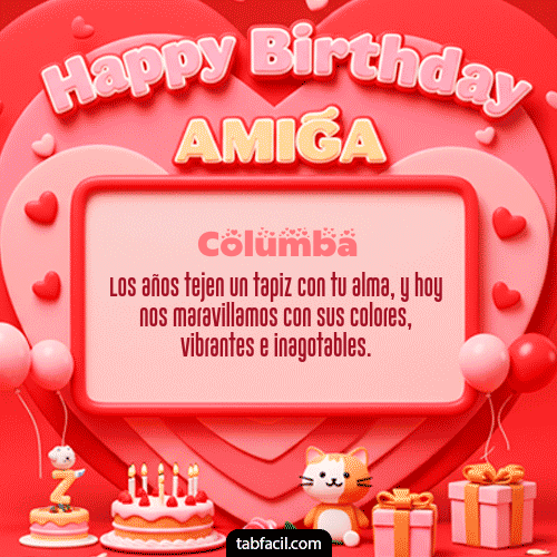 GIF Animado de Feliz Cumpleaños para Columba - 🍰 Happy BirthDay Amiga