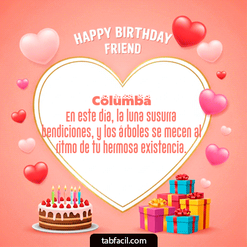 GIF Animado de Feliz Cumpleaños para Columba - Happy Birthday Friend