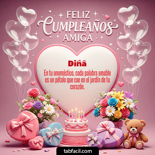 GIF Animado de Feliz Cumpleaños para Dina - Feliz Cumpleaños Amiga