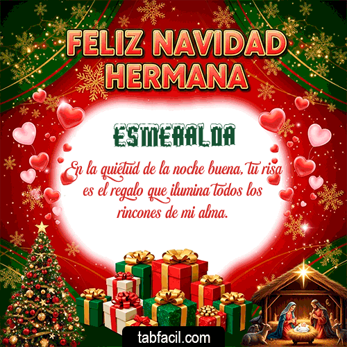 GIF Animado de Feliz Navidad para Esmeralda - Feliz Navidad Hermana