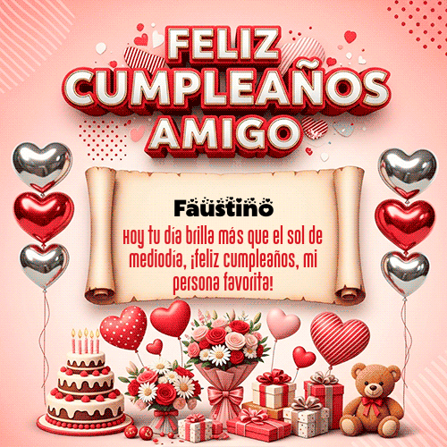 GIF Animado de Feliz Cumpleaños para Faustino - Feliz Cumpleaños Amigo