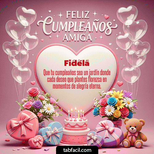 GIF Animado de Feliz Cumpleaños para Fidela - Feliz Cumpleaños Amiga
