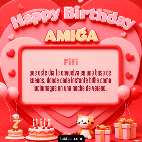 GIF Animado de Feliz Cumpleaños para Fifi - 🍰 Happy BirthDay Amiga