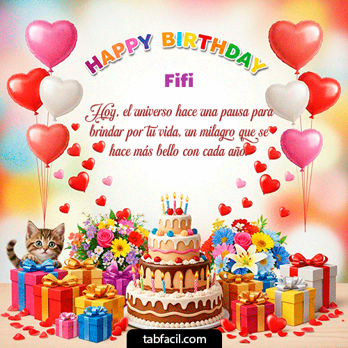 GIF Animado de Feliz Cumpleaños para Fifi - Happy BirthDay