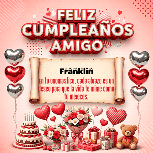 GIF Animado de Feliz Cumpleaños para Franklin - Feliz Cumpleaños Amigo