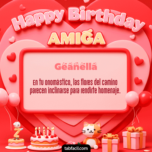 GIF Animado de Feliz Cumpleaños para Geanella - 🍰 Happy BirthDay Amiga