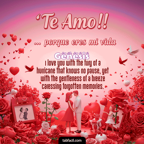 GIF Animado de Feliz Dia Amor para Genesis - Te amo, porque eres mi vida