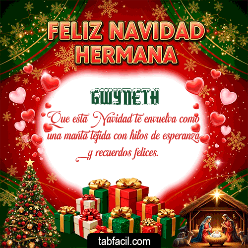 GIF Animado de Feliz Navidad para Gwyneth - Feliz Navidad Hermana