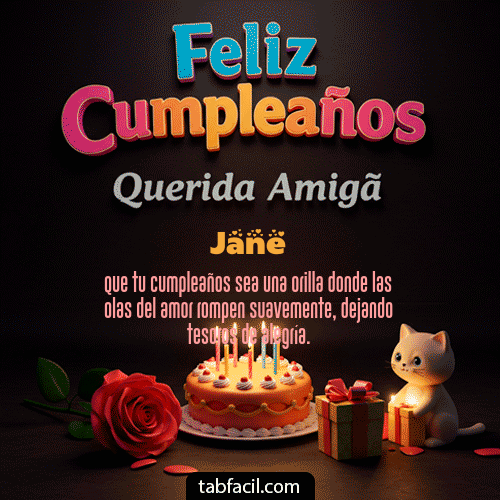 GIF Animado de Feliz Cumpleaños para Jane - 🥳 Feliz Cumpleaños Querida Amiga
