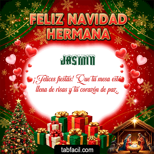 GIF Animado de Feliz Navidad para Jasmin - Feliz Navidad Hermana