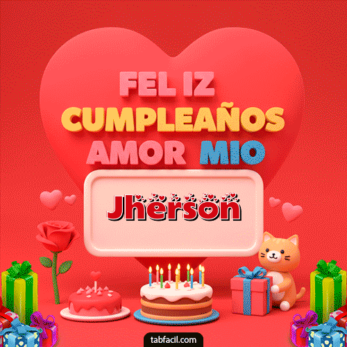 GIF Animado de Feliz Cumpleaños para Jherson - 💖 Feliz Cumpleaños Amor Mio