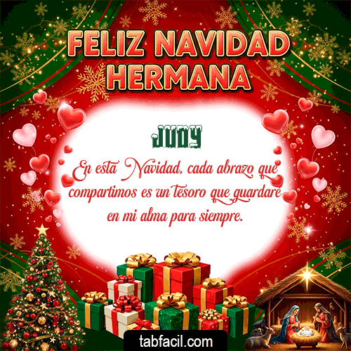 GIF Animado de Feliz Navidad para Judy - Feliz Navidad Hermana