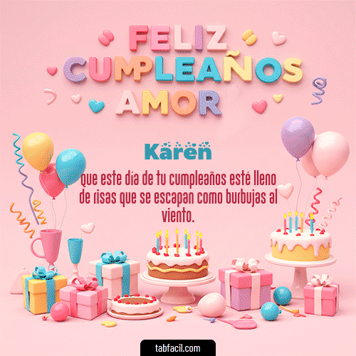 GIF Animado de Feliz Cumpleaños para Karen - 💞 Feliz Cumpleaños Amor