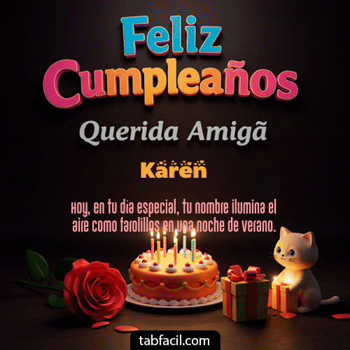 GIF Animado de Feliz Cumpleaños para Karen - 🥳 Feliz Cumpleaños Querida Amiga