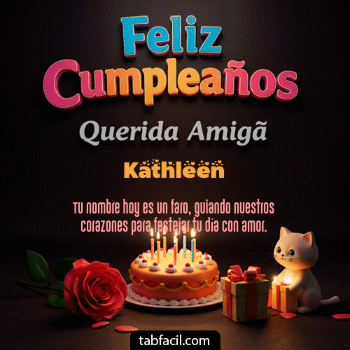GIF Animado de Feliz Cumpleaños para Kathleen - 🥳 Feliz Cumpleaños Querida Amiga