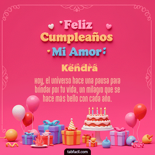 GIF Animado de Feliz Cumpleaños para Kendra - 💖 Feliz Cumpleaños Amor Mio