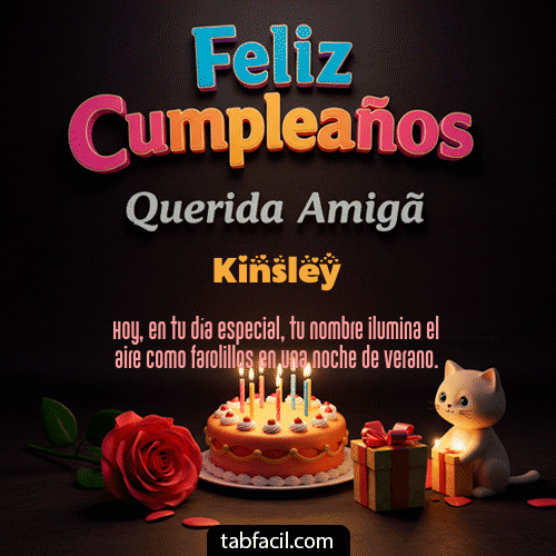 GIF Animado de Feliz Cumpleaños para Kinsley - 🥳 Feliz Cumpleaños Querida Amiga