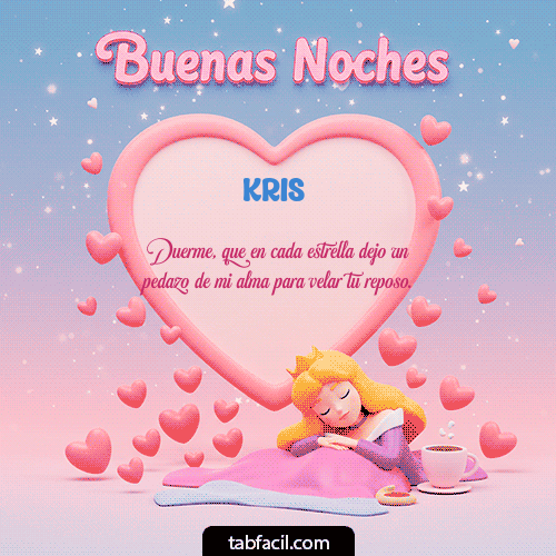 GIF Animado de Buenas Noches para Kris - Buenas noches corazón