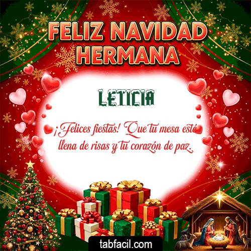 GIF Animado de Feliz Navidad para Leticia - Feliz Navidad Hermana