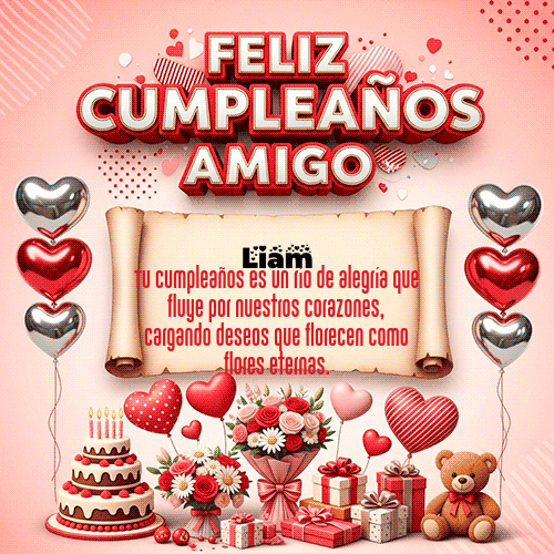 GIF Animado de Feliz Cumpleaños para Liam - Feliz Cumpleaños Amigo