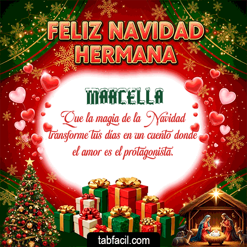 GIF Animado de Feliz Navidad para Marcella - Feliz Navidad Hermana