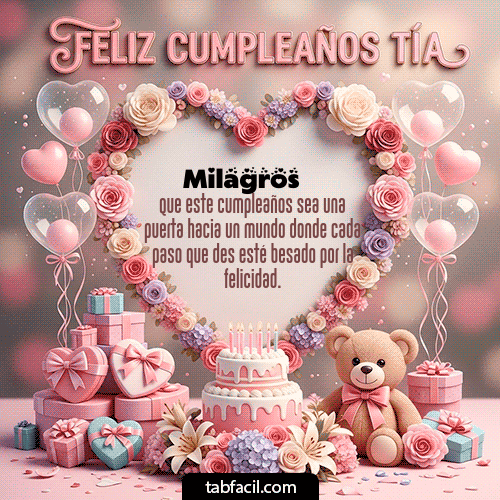GIF Animado de Feliz Cumpleaños para Milagros - Feliz Cumpleaños Tía