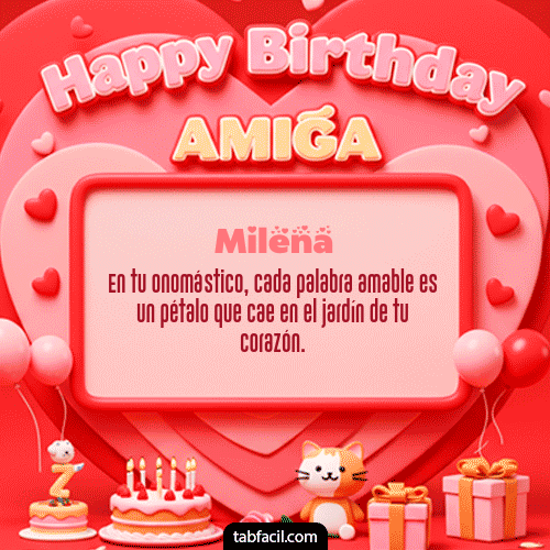 GIF Animado de Feliz Cumpleaños para Milena - 🍰 Happy BirthDay Amiga