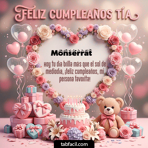 GIF Animado de Feliz Cumpleaños para Monserrat - Feliz Cumpleaños Tía