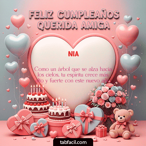 GIF Animado de Feliz Cumpleaños para Nia - Feliz Cumpleaños Querida Amiga!!