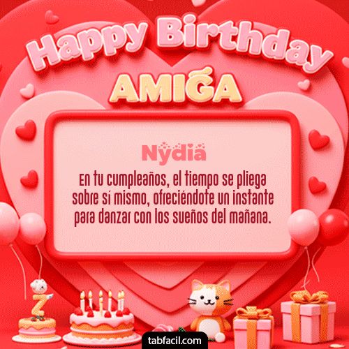 GIF Animado de Feliz Cumpleaños para Nydia - 🍰 Happy BirthDay Amiga