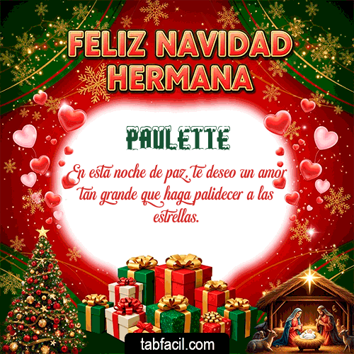 GIF Animado de Feliz Navidad para Paulette - Feliz Navidad Hermana