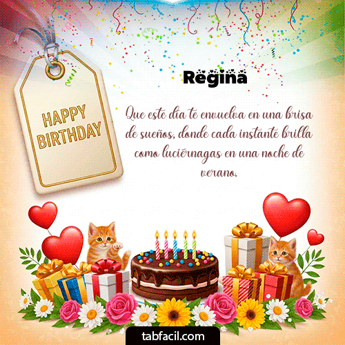 GIF Animado de Feliz Cumpleaños para Regina - Happy BirthDay