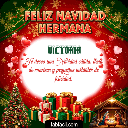 GIF Animado de Feliz Navidad para Victoria - Feliz Navidad Hermana