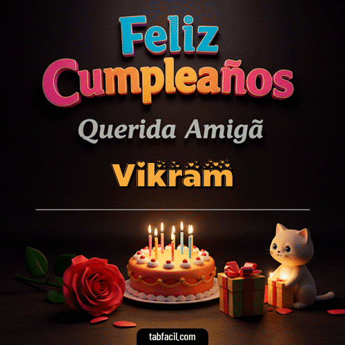 GIF Animado de Feliz Cumpleaños para Vikram - 🥳 Feliz Cumpleaños Querida Amiga
