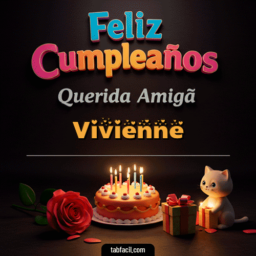 GIF Animado de Feliz Cumpleaños para Vivienne - 🥳 Feliz Cumpleaños Querida Amiga
