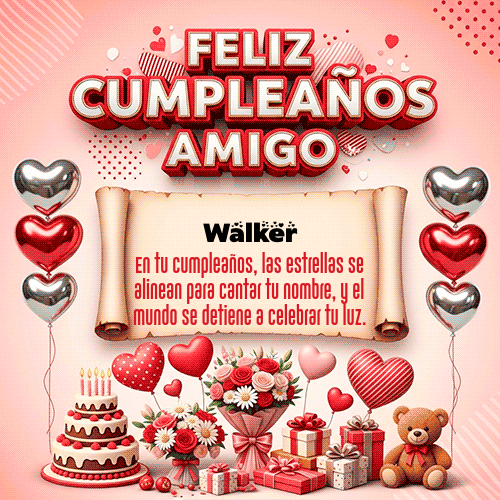 GIF Animado de Feliz Cumpleaños para Walker - Feliz Cumpleaños Amigo