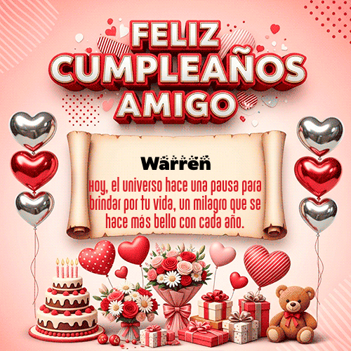 GIF Animado de Feliz Cumpleaños para Warren - Feliz Cumpleaños Amigo