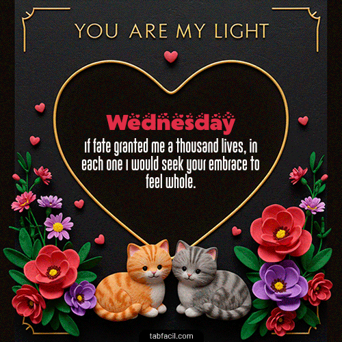 GIF Animado de Feliz Dia Amor para Wednesday - Tú eres mi luz