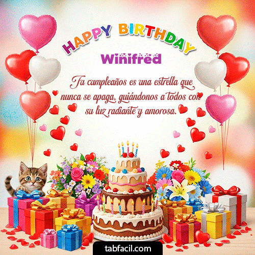 GIF Animado de Feliz Cumpleaños para Winifred - Happy BirthDay