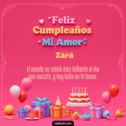 GIF Animado de Feliz Cumpleaños para Zara - 💖 Feliz Cumpleaños Amor Mio
