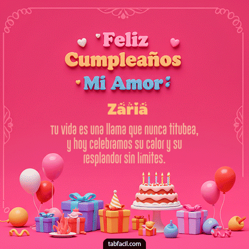 GIF Animado de Feliz Cumpleaños para Zaria - 💖 Feliz Cumpleaños Amor Mio
