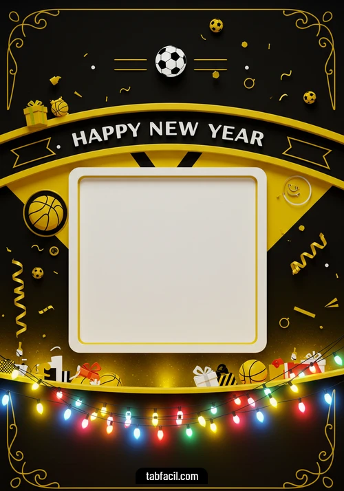 Imagen  Happy New Year Yellow Black Alexandra Imagen de Happy New Year Yellow Black Alexandra