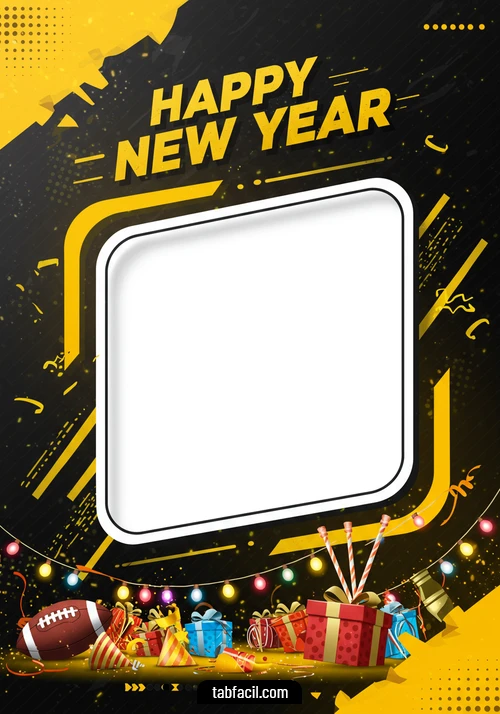 Imagen  Happy New Year Yellow Black Alexandra Imagen de Happy New Year Yellow Black Alexandra