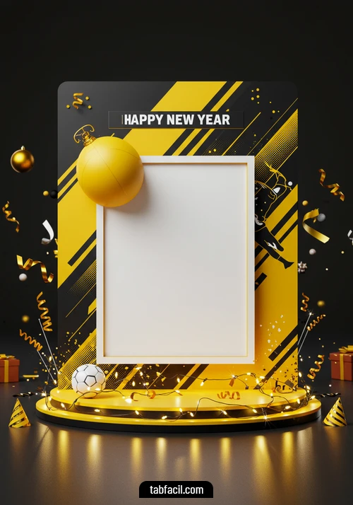 Imagen  Happy New Year Yellow Black Alexandra Imagen de Happy New Year Yellow Black Alexandra